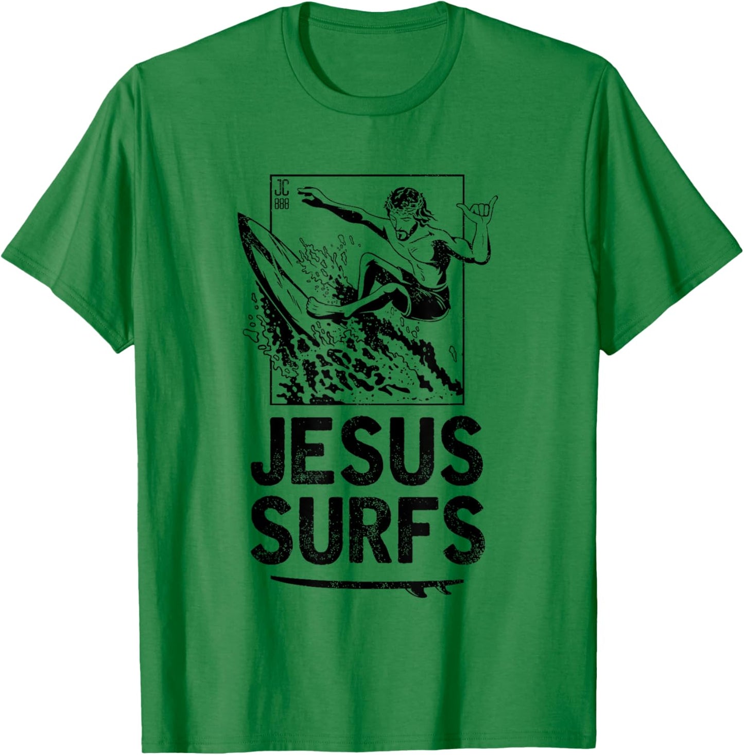 Jesus Surfs Funny Jesus Christian Surfer T-Shirt - T-Shirt | Irish Green