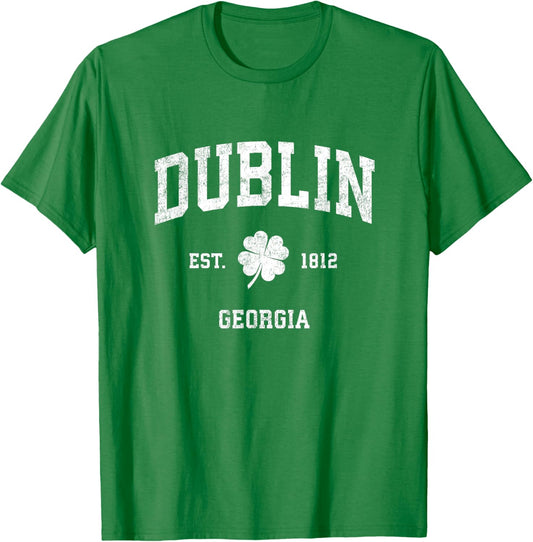 Dublin Georgia Vintage Shamrock Sports T-Shirt - T-Shirt | Irish Green