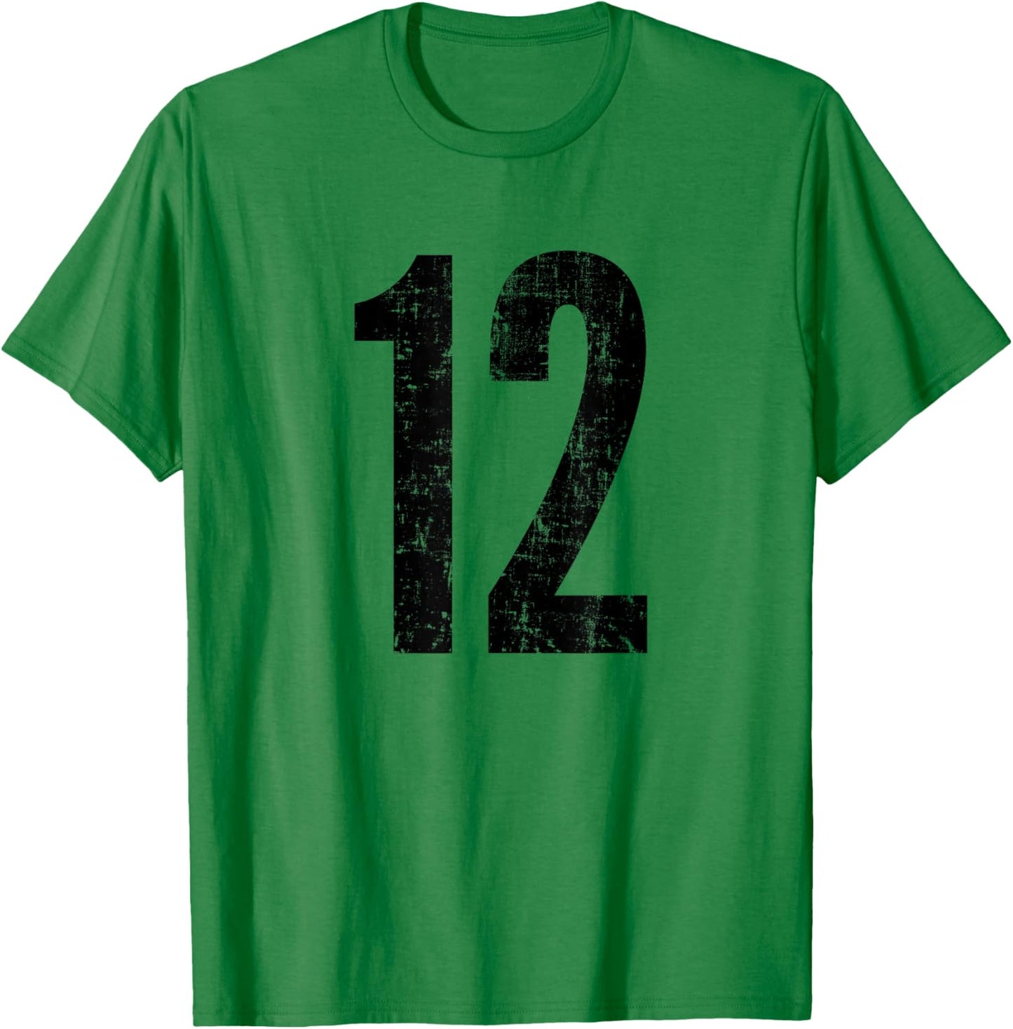 Number 12 Distressed Vintage Twelve Sports Training Practice T-Shirt - T-Shirt | Irish Green