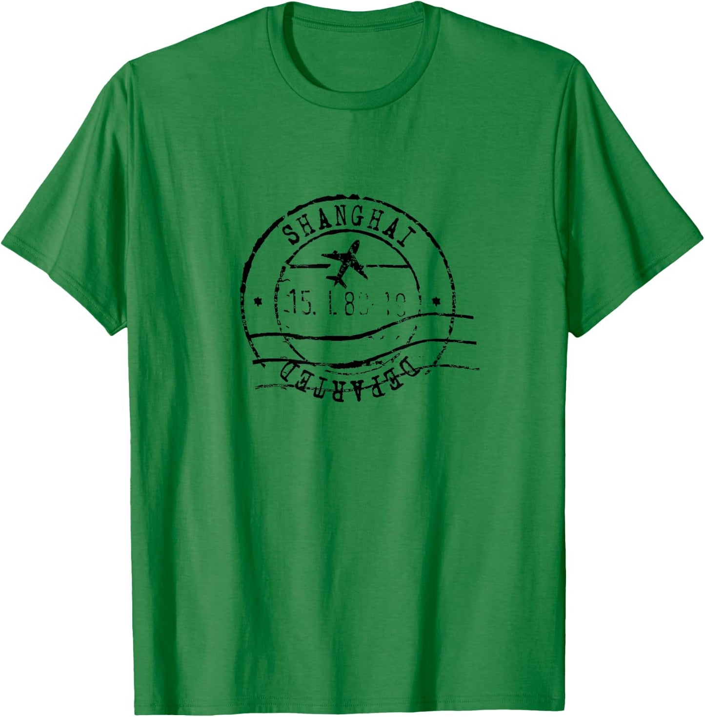 Shanghai China Travel Vintage Passport Stamp T-Shirt - T-Shirt | Irish Green
