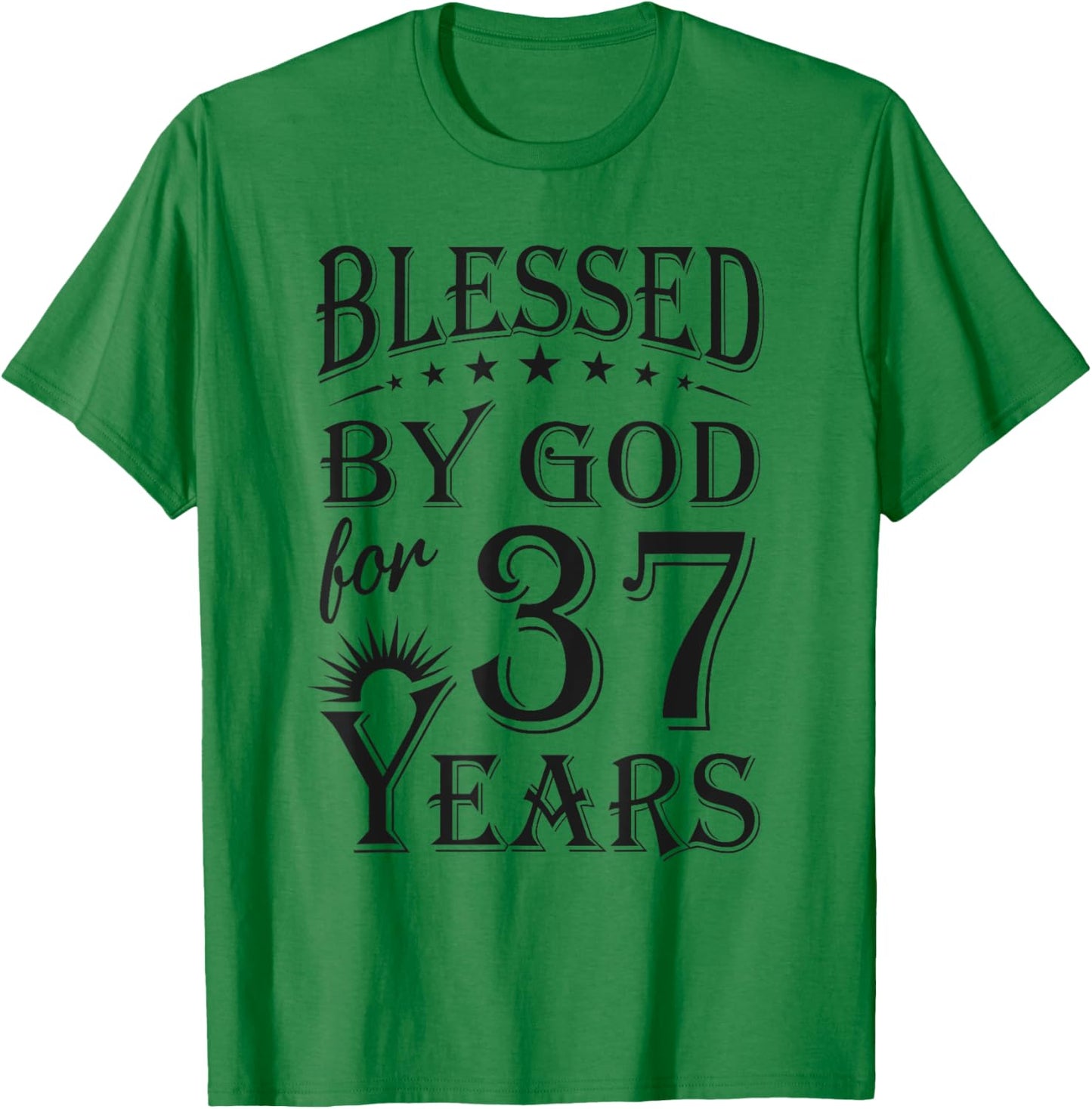 Vintage Blessed by God for 37 years Happy 37th Birthday T-Shirt - T-Shirt | Irish Green
