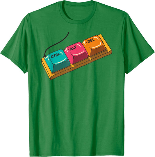 azDesigns Funny Nerd Technics IT Computer Ctrl Alt Delete I CTRL ALT DEL T-Shirt - T-Shirt | Irish Green