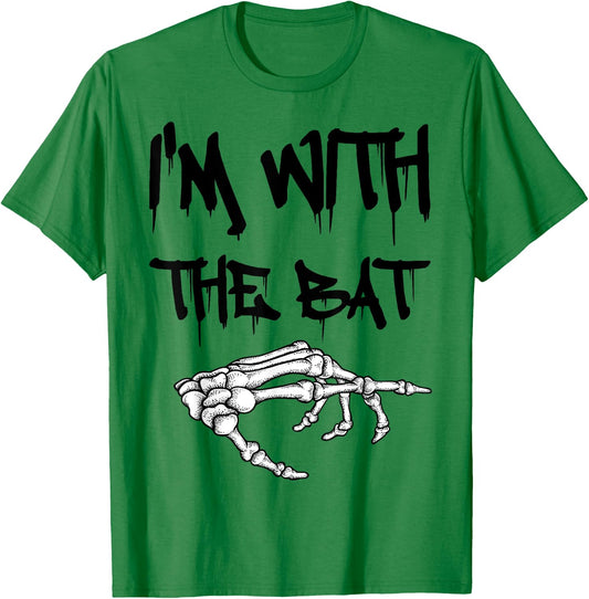 I'm with the bat funny matching couple costume Halloween T-Shirt - T-Shirt | Irish Green