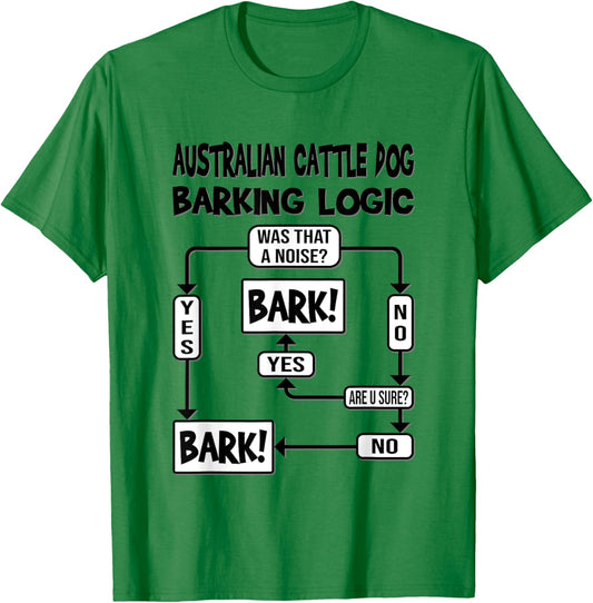 Dog Barking Logic, dog gift, Funny Australian Cattle Dog Men Women Kids T-Shirt - T-Shirt | Irish Green