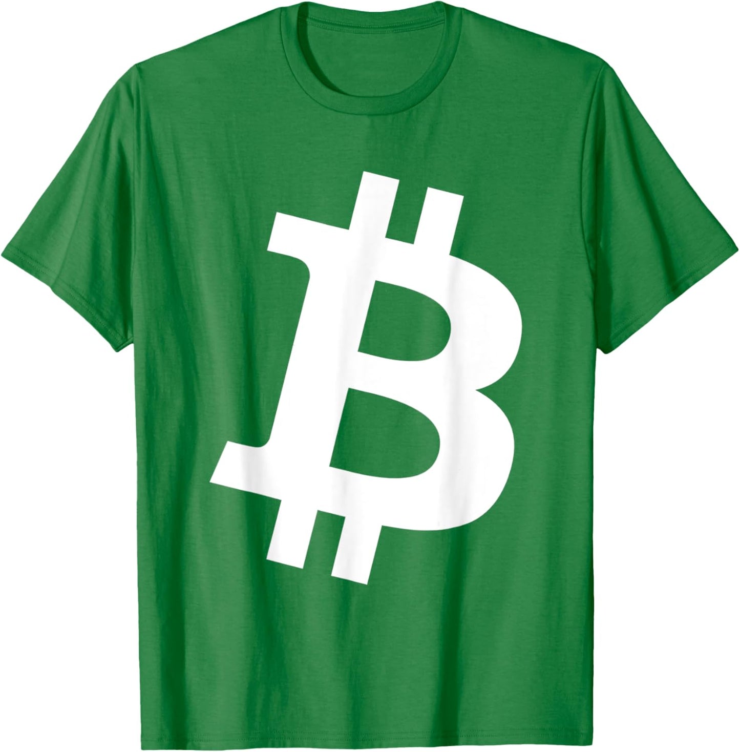 Big White BTC Bitcoin Logo Cryptocurrency Graphic Designs T-Shirt - T-Shirt | Irish Green