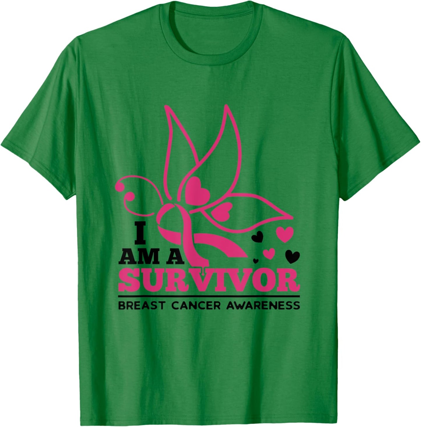 I Am A Survivor Pink Ribbon October Breast Cancer Awareness T-Shirt - T-Shirt | Irish Green