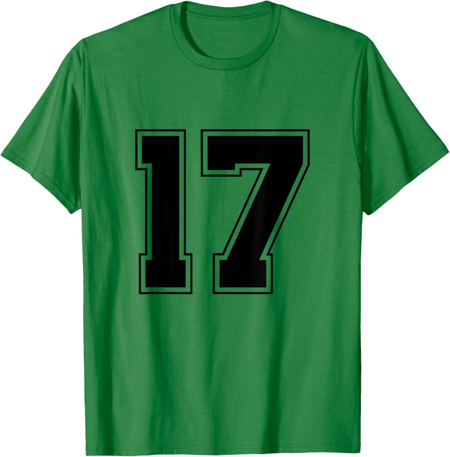 Number 17 Big Bold Capital Varsity Alphabet Monogram T-Shirt - T-Shirt | Irish Green