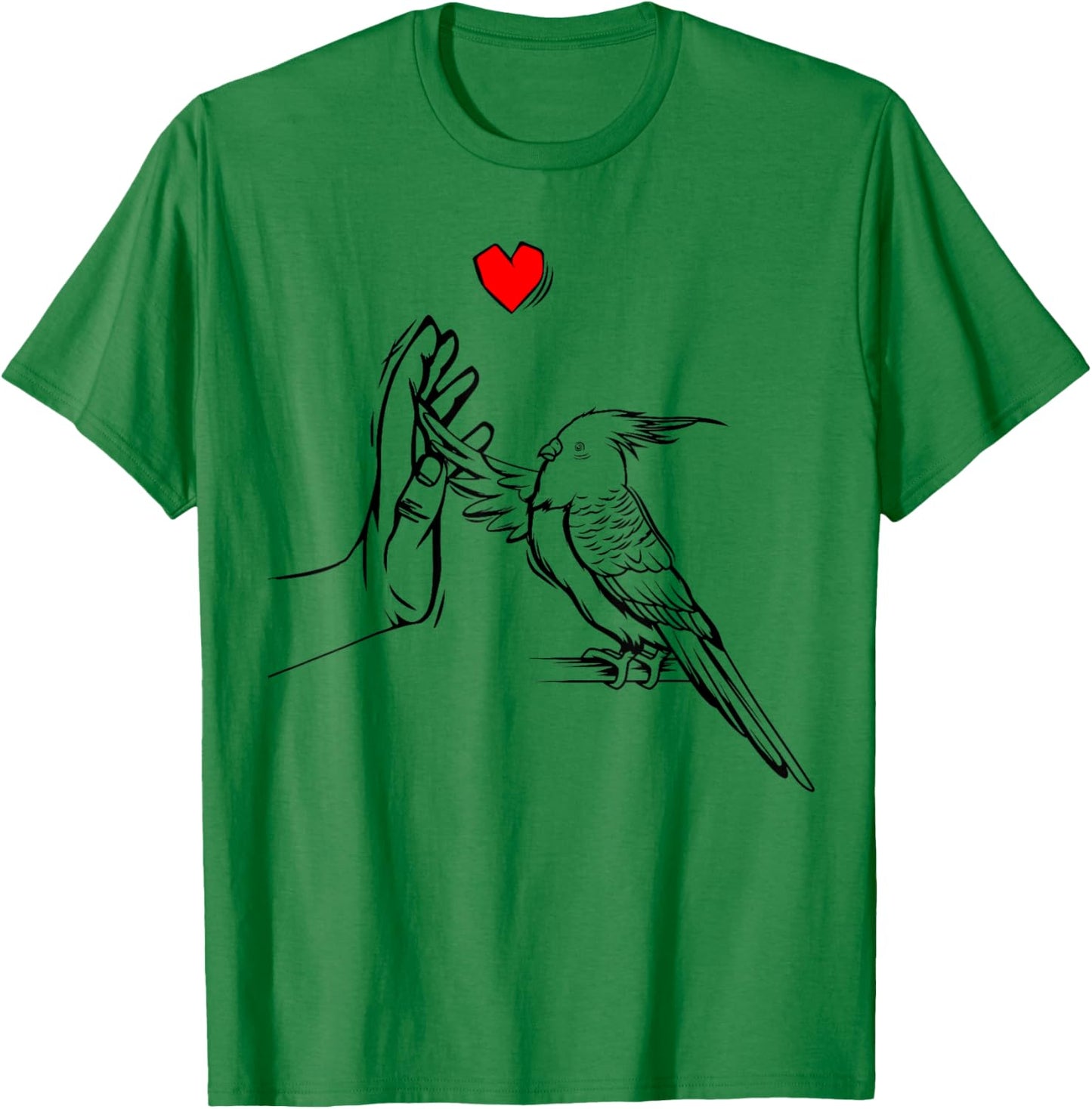 Cockatiel Love Heart Bird Parrot T-Shirt - T-Shirt | Irish Green