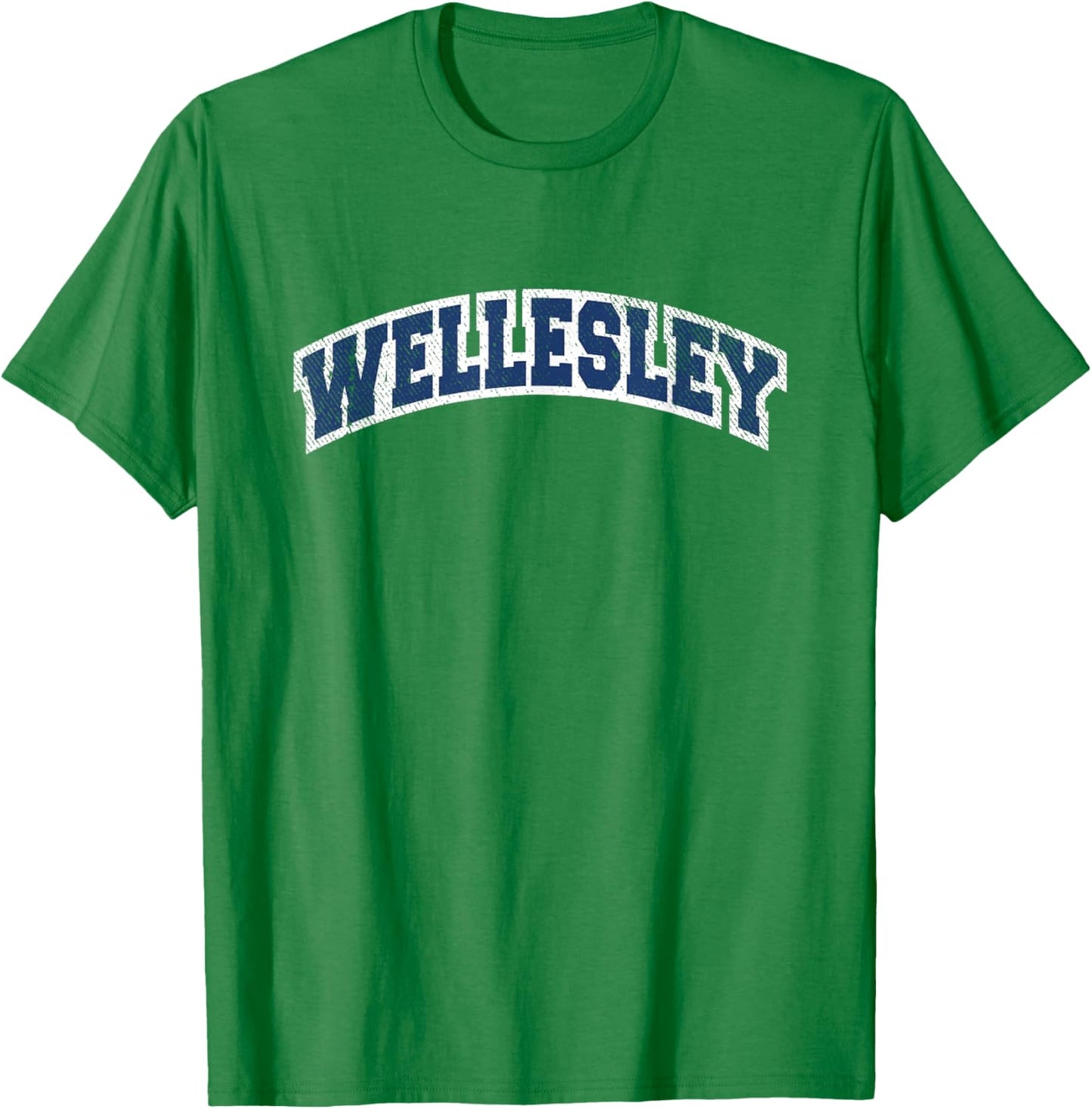 Wellesley Massachusetts Varsity Style Vintage T-Shirt - T-Shirt | Irish Green