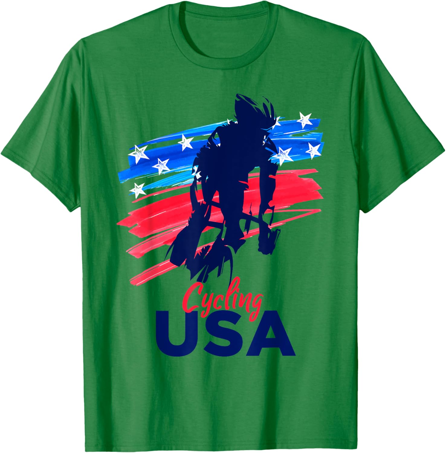 Cycling USA Flag Bicycle Team Player Cycling Lover T-Shirt - T-Shirt | Irish Green