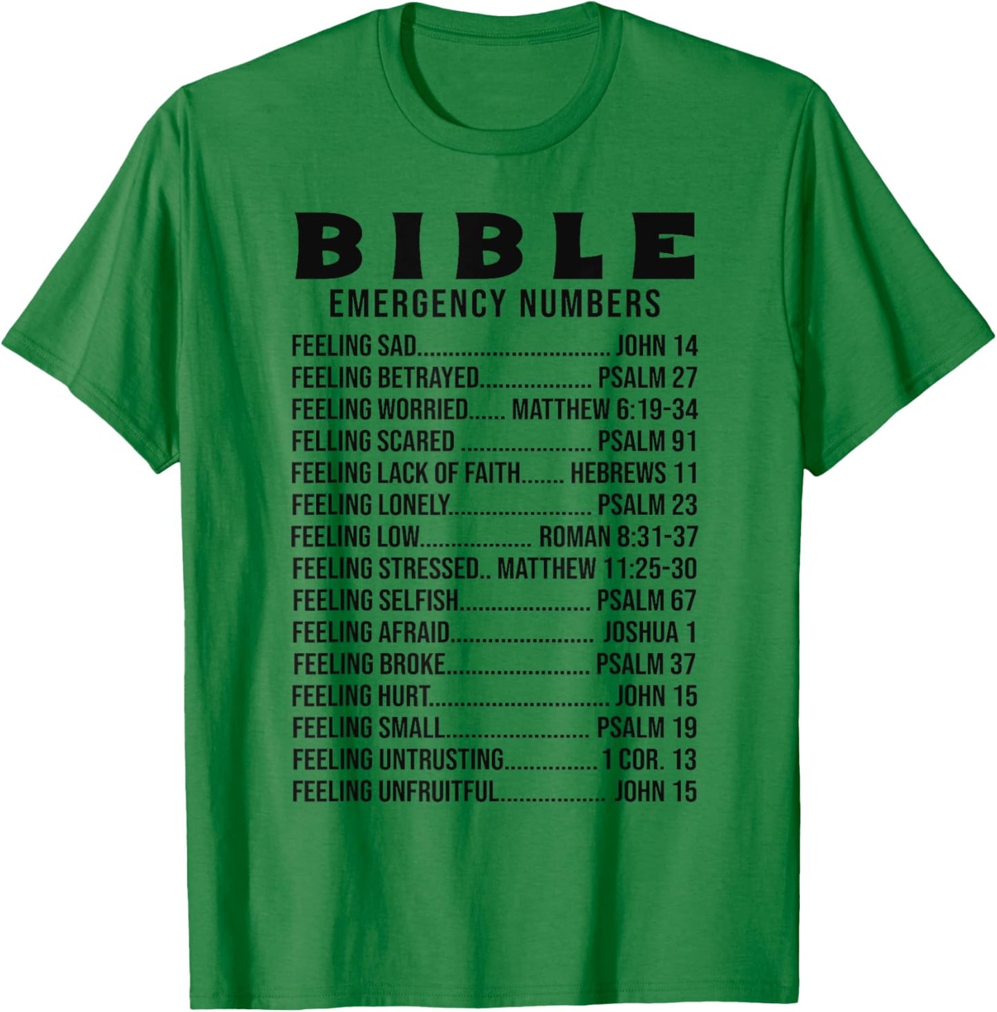 Bible Emergency Numbers Scripture Quotes Men Women T-Shirt - T-Shirt | Irish Green
