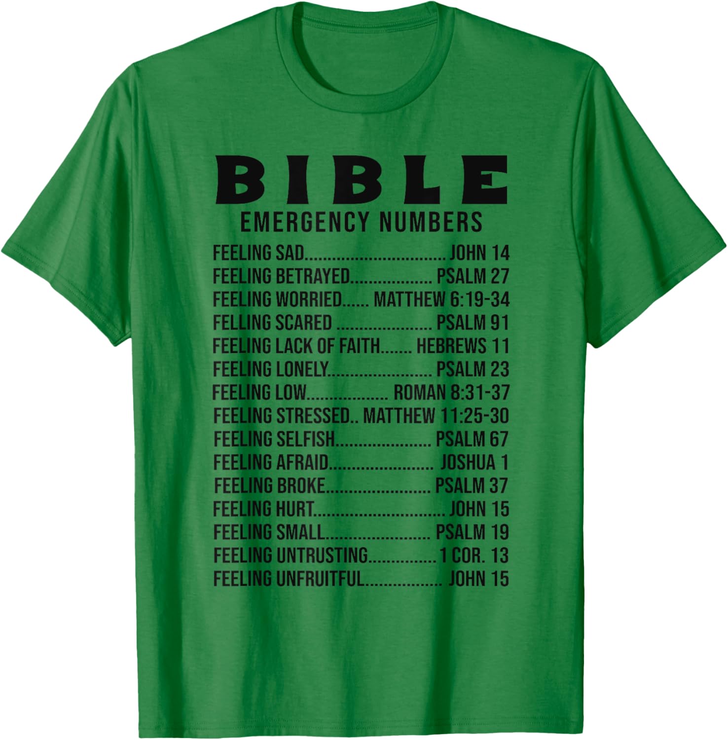 Bible Emergency Numbers Scripture Quotes Men Women T-Shirt - T-Shirt | Irish Green