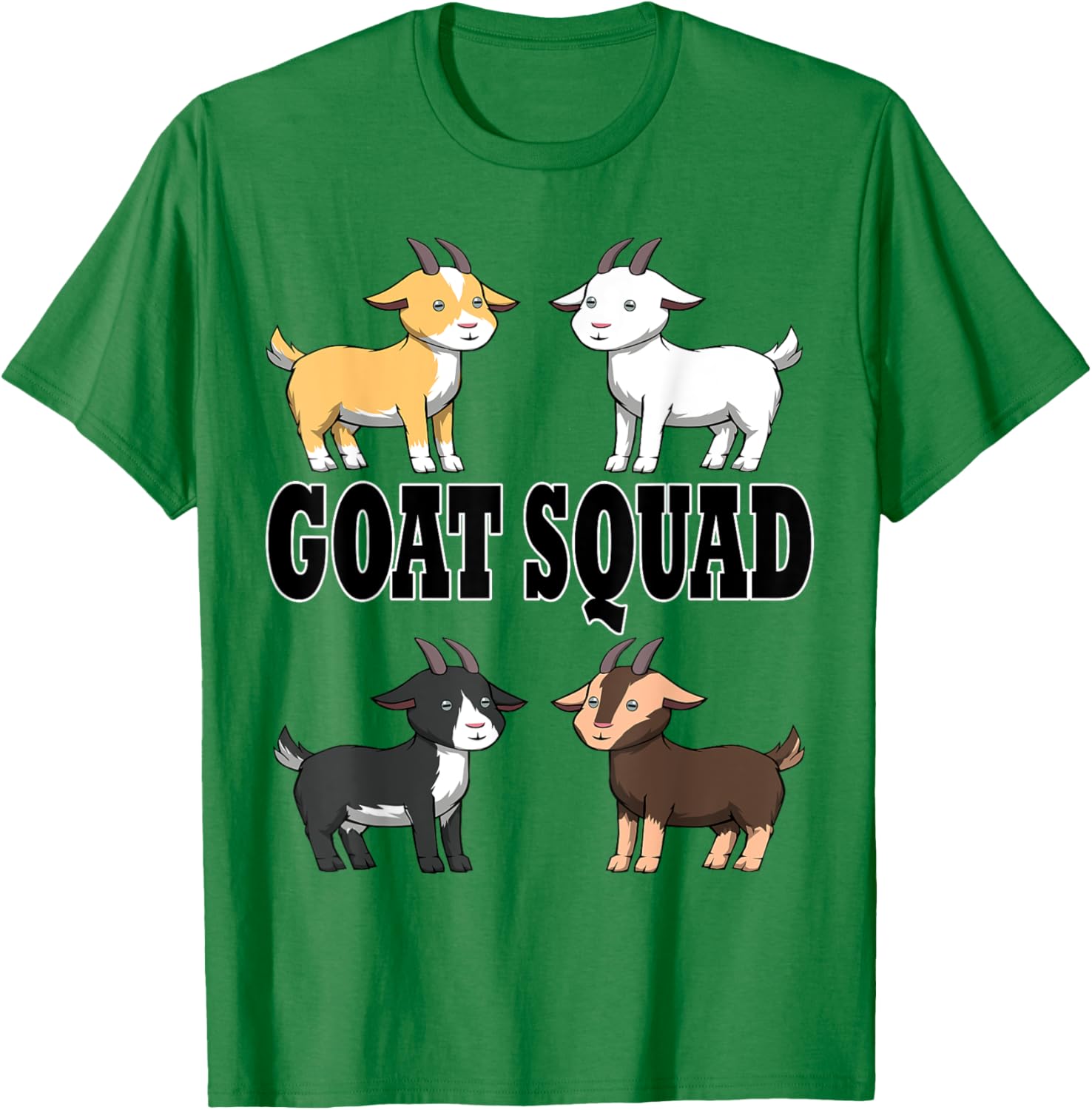 Smiling Goats Ironic Farm Animals T-Shirt - T-Shirt | Irish Green