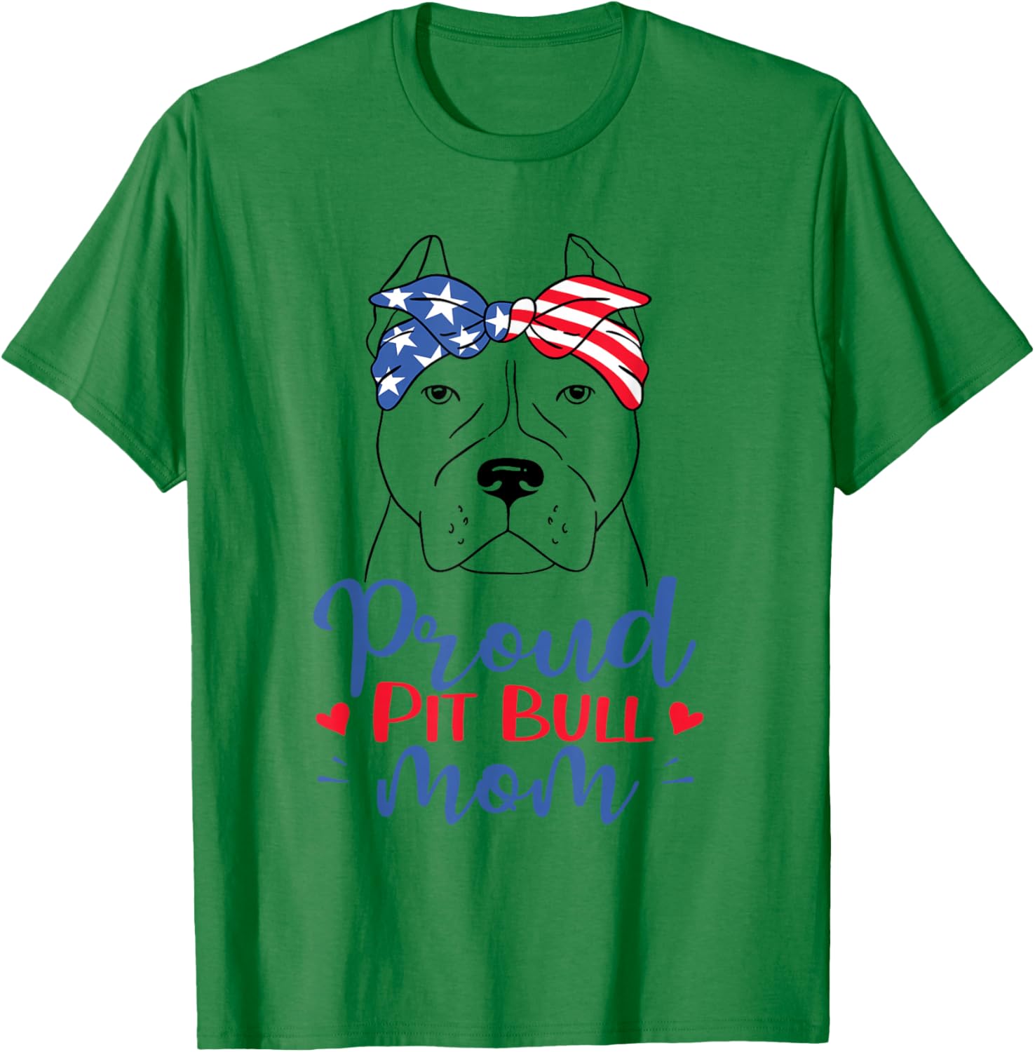 Pitbull Mom Patriotic American Flag July 4th Ladies Pit Bull T-Shirt - T-Shirt | Irish Green