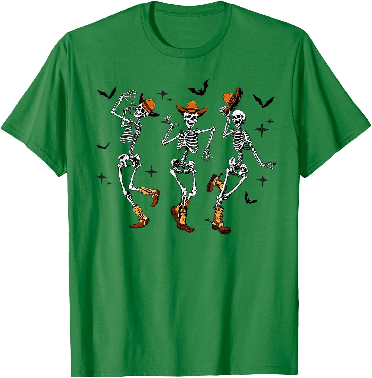 Skeleton Cowboy Dancing Halloween T-Shirt - T-Shirt | Irish Green