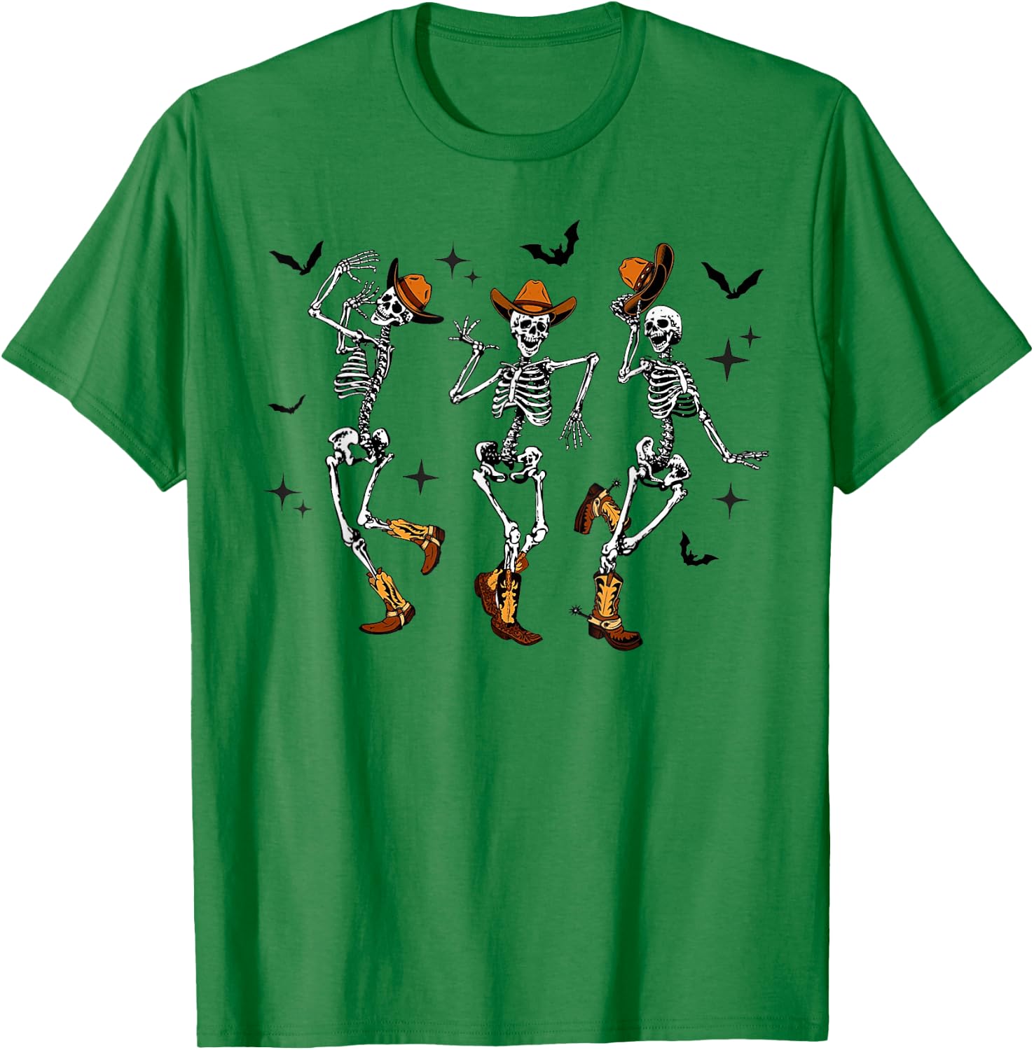 Skeleton Cowboy Dancing Halloween T-Shirt - T-Shirt | Irish Green