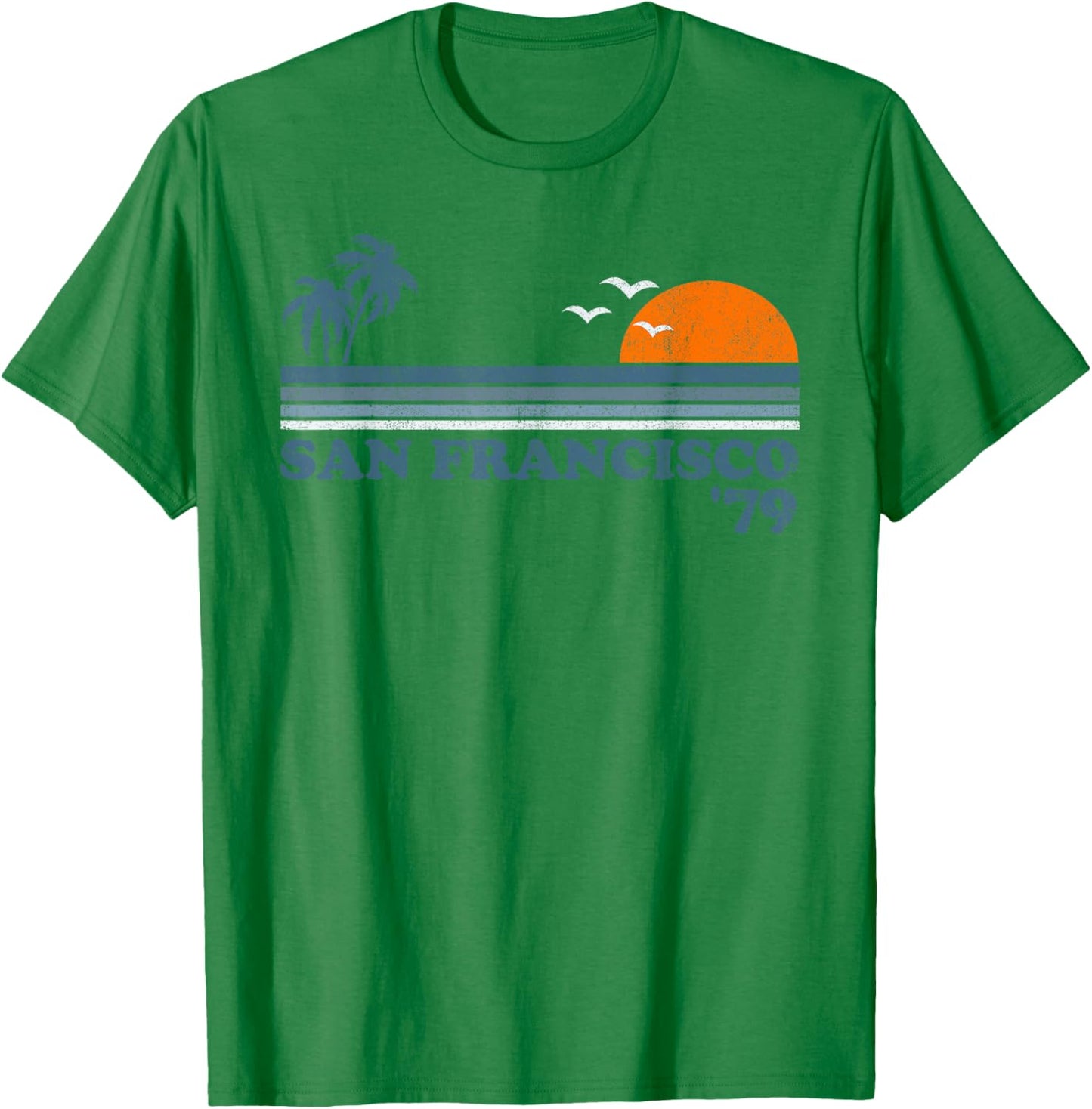 Vintage San Francisco California Beach Retro Surf 70's Gift T-Shirt - T-Shirt | Irish Green