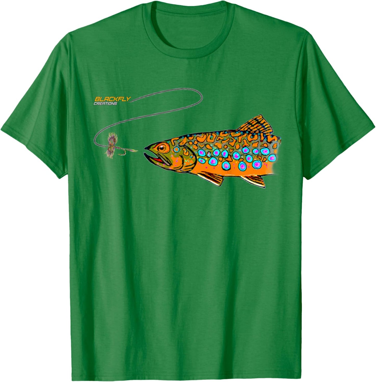 Brook Trout Fly Fishing Shirts Gifts by Black Fly T-Shirt - T-Shirt | Irish Green