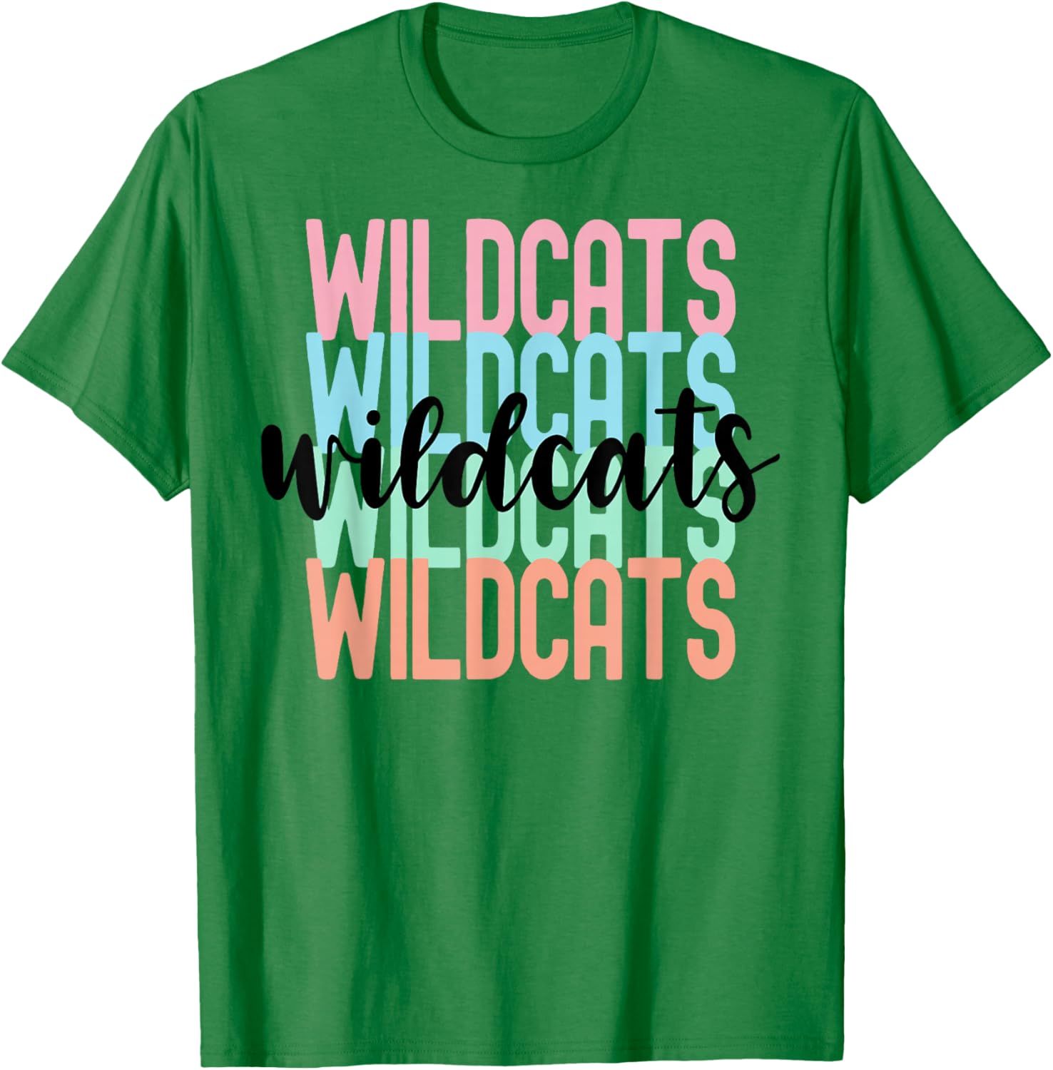 Wildcats Team Mascot School Spirit Game Night T-Shirt - T-Shirt | Irish Green