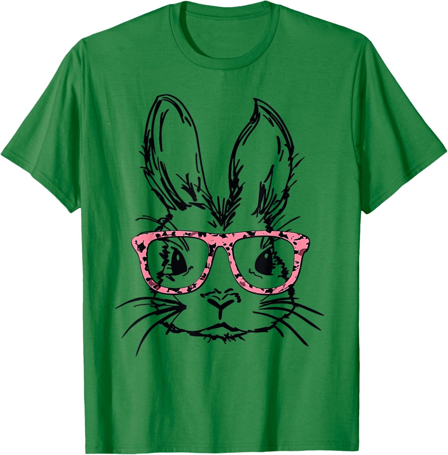 Cute Bunny With Glasses Leopard Print Easter Bunny Face T-Shirt - T-Shirt | Irish Green