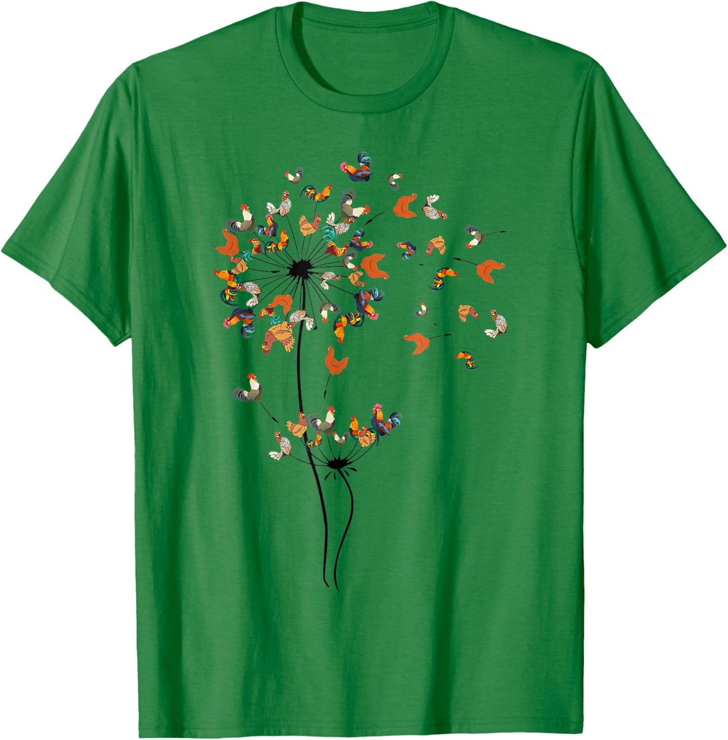 Chicken Lover Dandelion Chicken Flower Animal Farm T-Shirt - T-Shirt | Irish Green