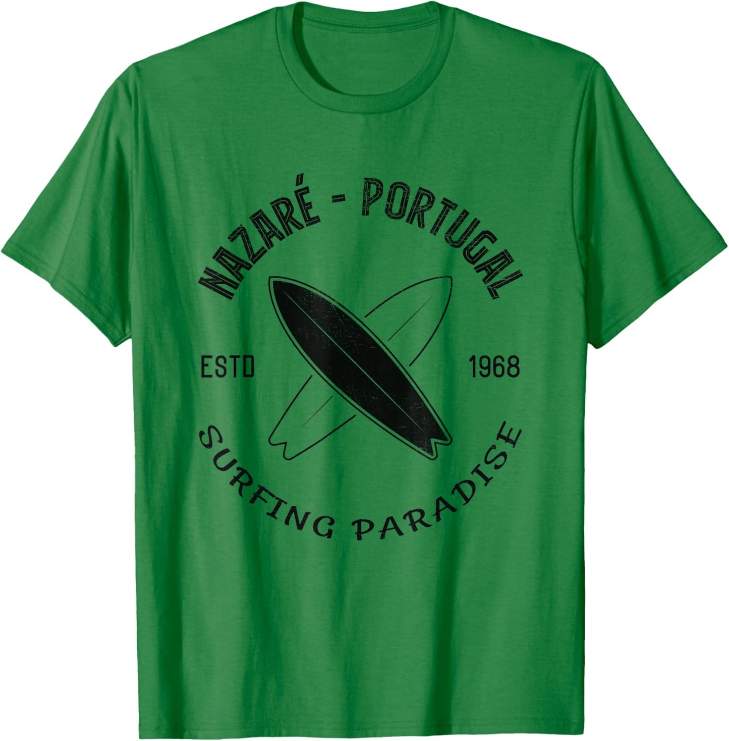 Nazare Surf Surfing Portugal Souvenir Surfer Praia do Norte T-Shirt - T-Shirt | Irish Green
