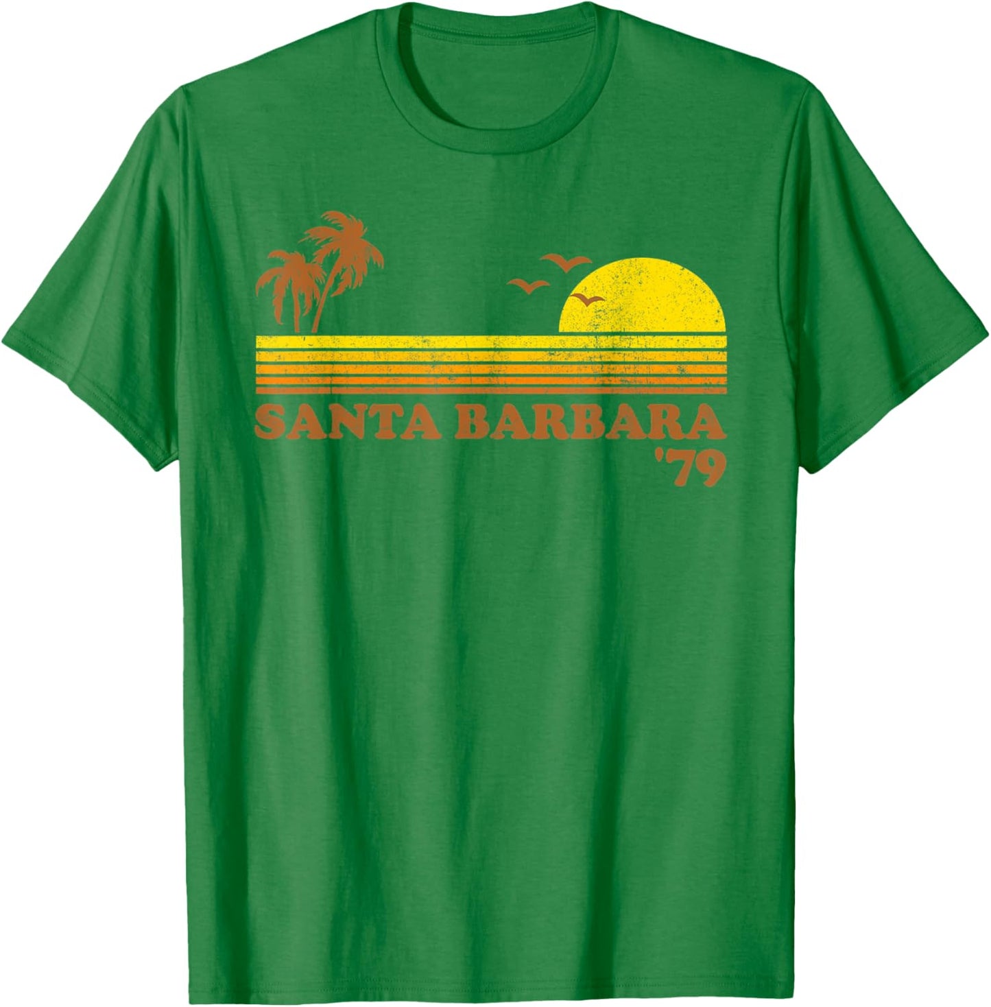 Vintage Santa Barbara Beach California Retro Sunset 70s Gift T-Shirt - T-Shirt | Irish Green