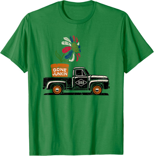 Gone Junkin - Antique Junk Thrifting Hunt Patriotic American T-Shirt - T-Shirt | Irish Green