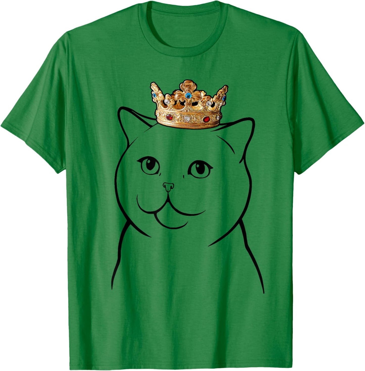 British Shorthair Cat Wearing Crown Men Women Kids T-Shirt - T-Shirt | Irish Green