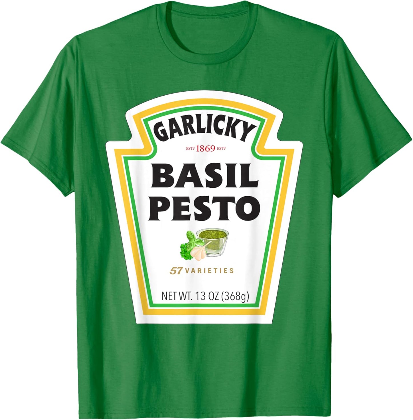 Basil Pesto Sauce Bottle Label Funny Halloween Costume T-Shirt - T-Shirt | Irish Green