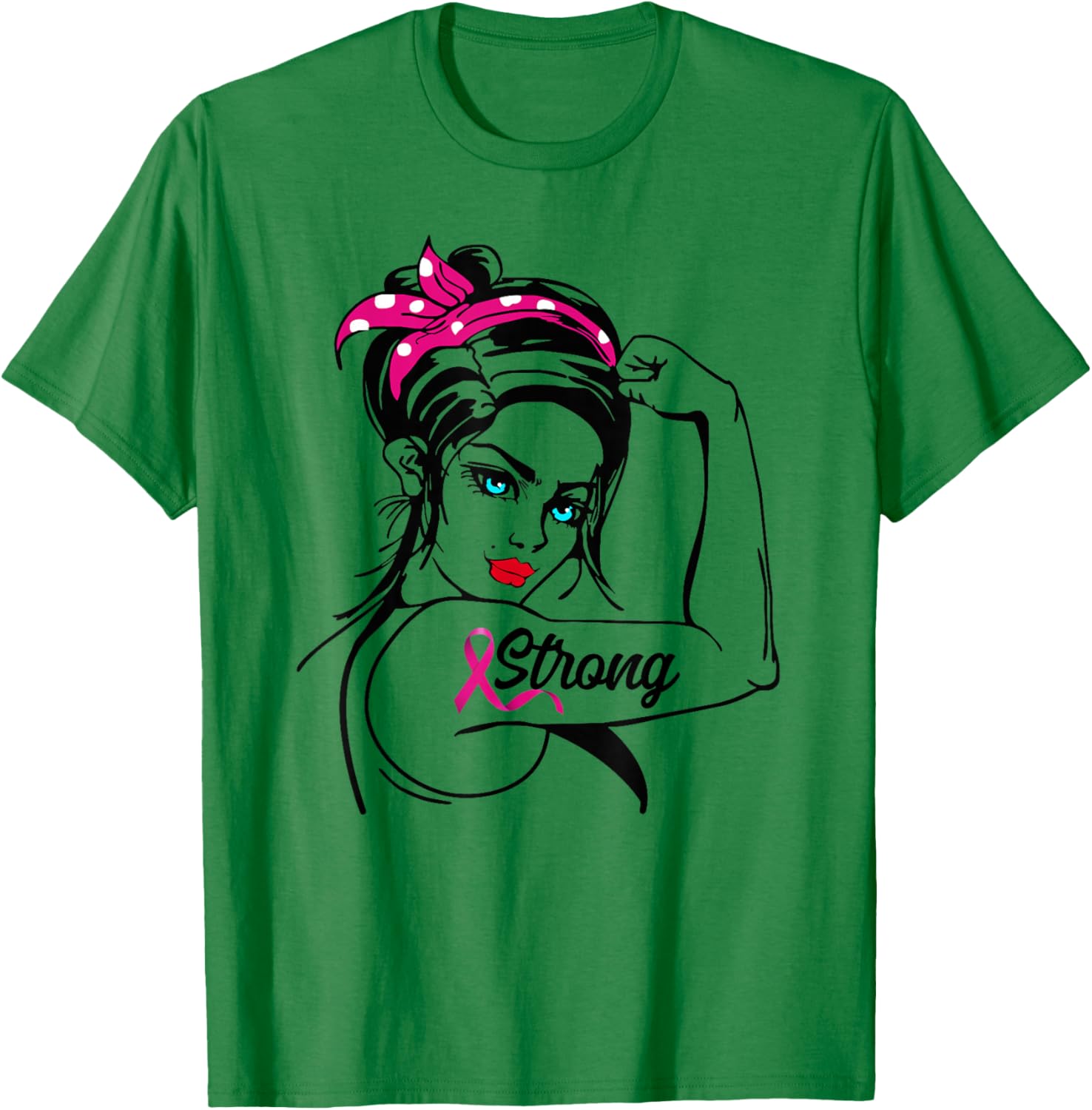 Strong Rosie The Riveter Breast Cancer Awareness T-Shirt - T-Shirt | Irish Green