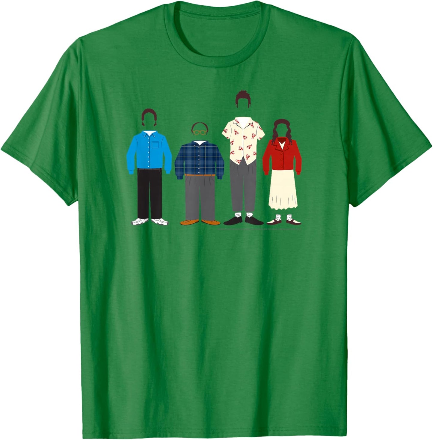 Seinfeld Cast Outlines with Outfits Funny 90's TV Show T-Shirt - T-Shirt | Irish Green