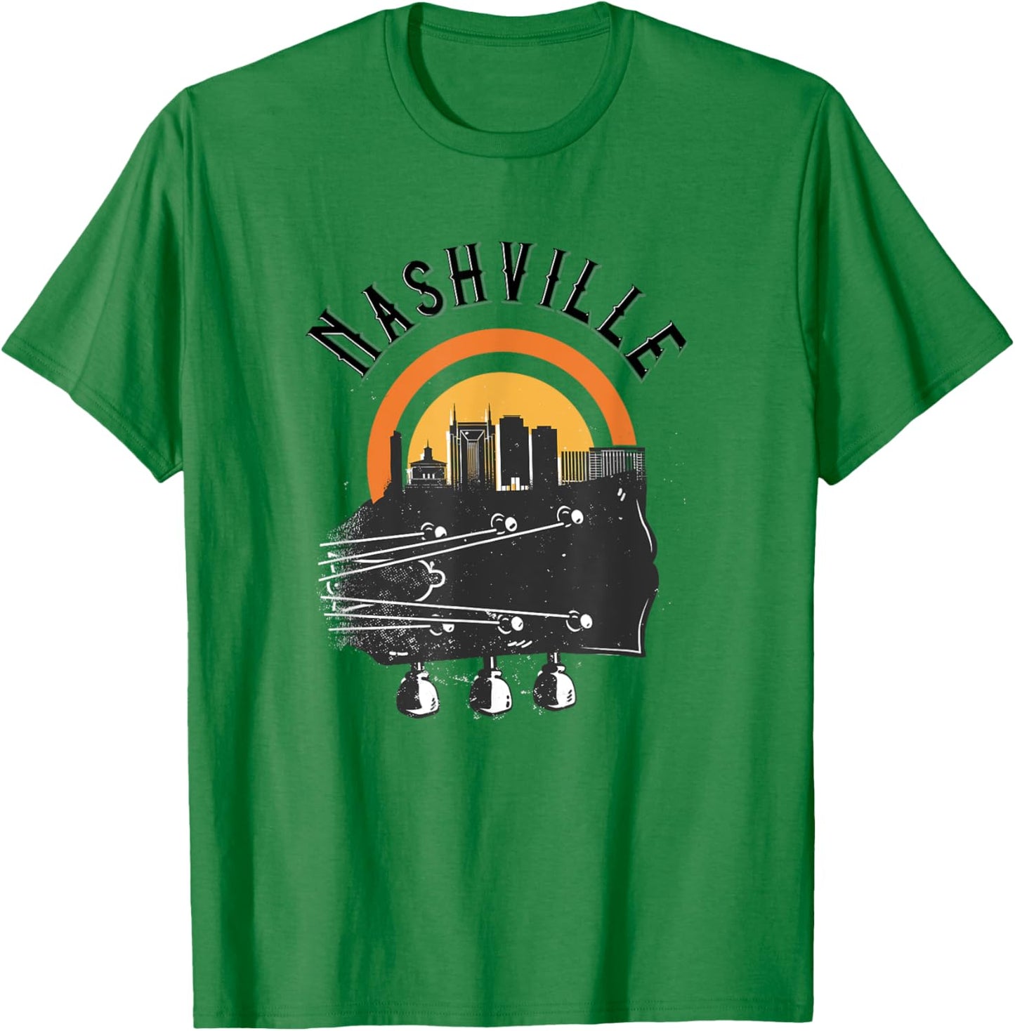 Nashville Cute / Love Country Music Guitar City Skyline T-Shirt - T-Shirt | Irish Green