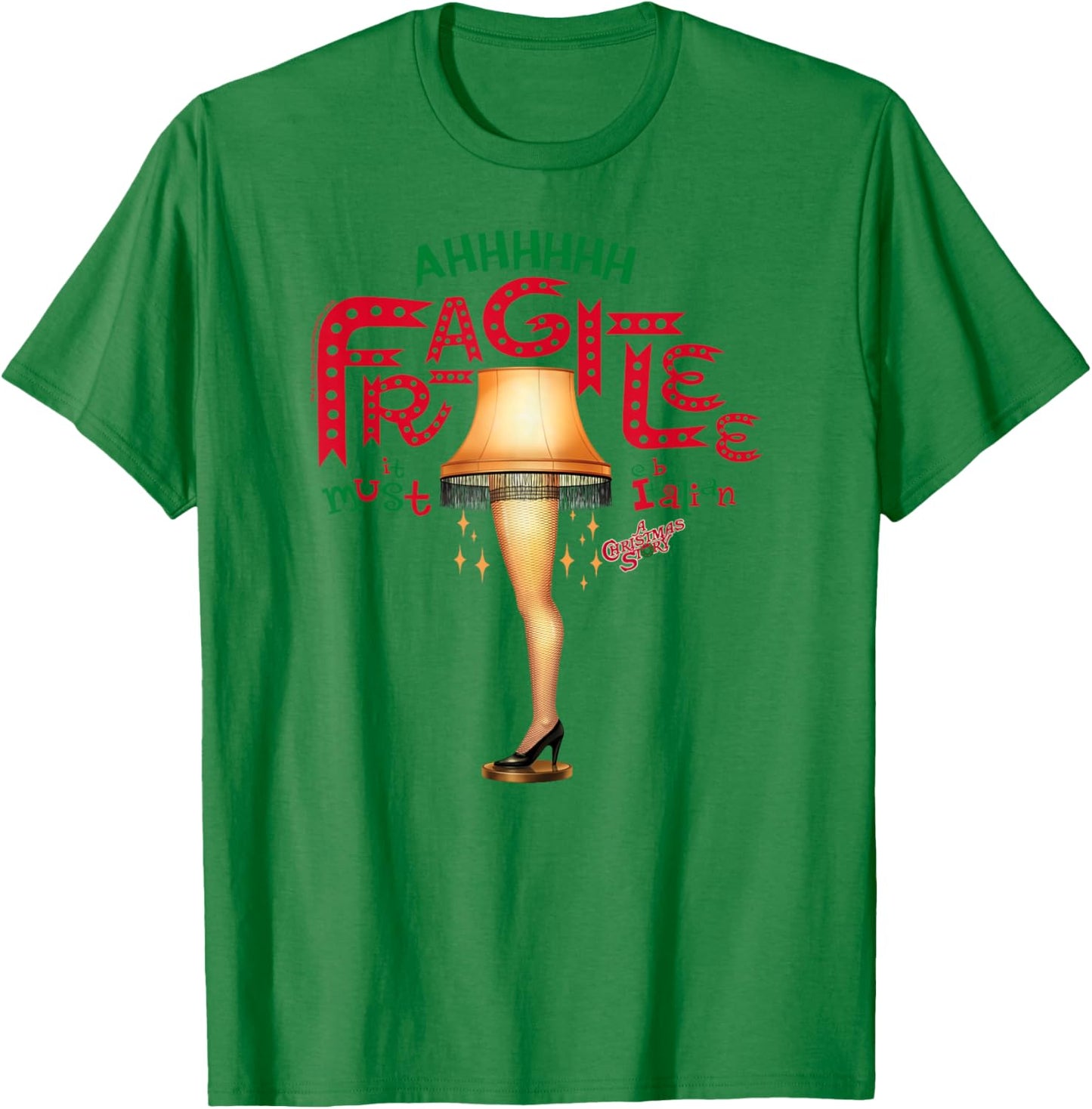 A Christmas Story Ahh Fragilee Leg Lamp Funny Holiday T-Shirt - T-Shirt | Irish Green