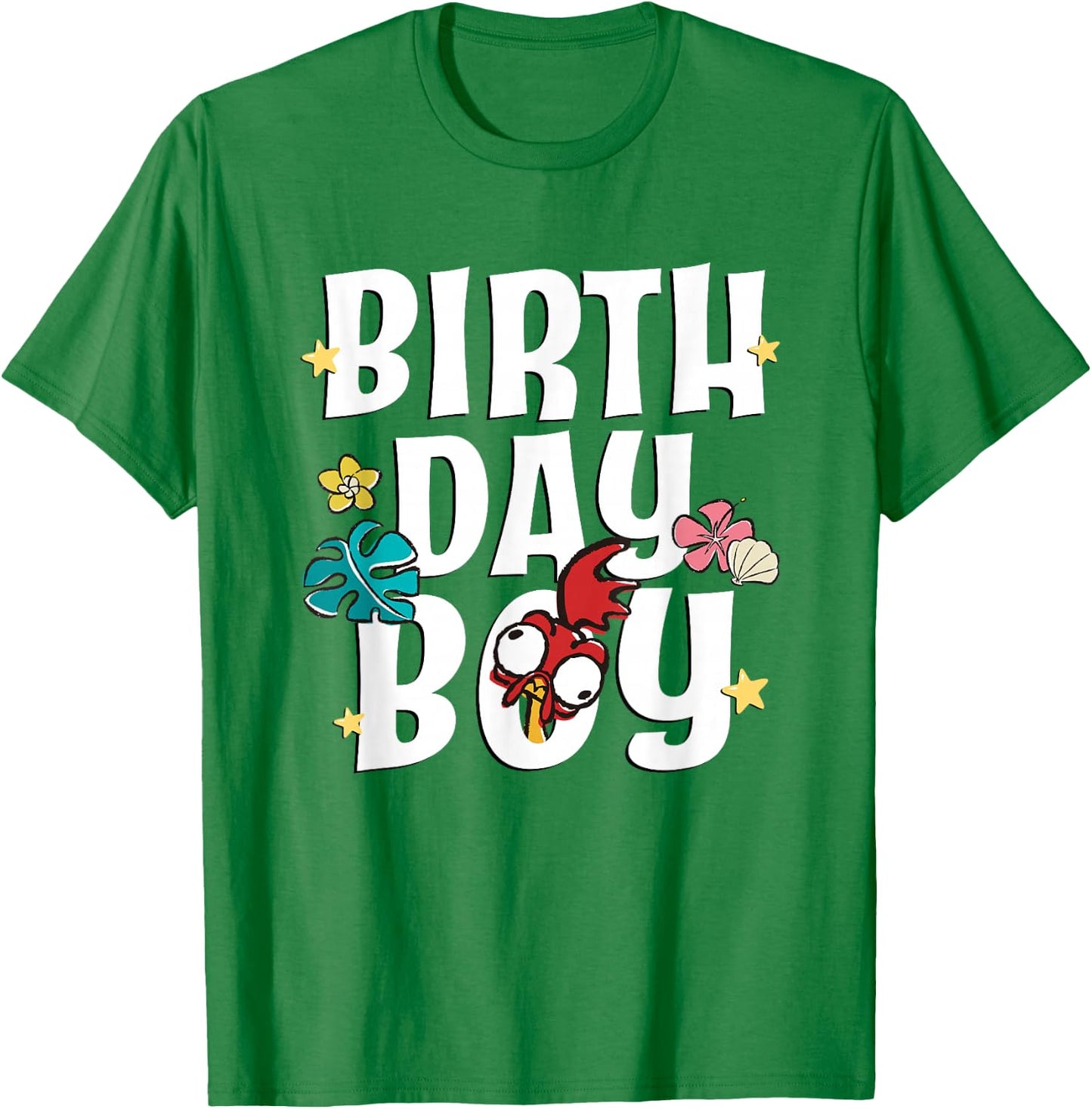 Disney Moana Birthday Boy Cute HEI HEI Big Chest Text Logo T-Shirt - T-Shirt | Irish Green