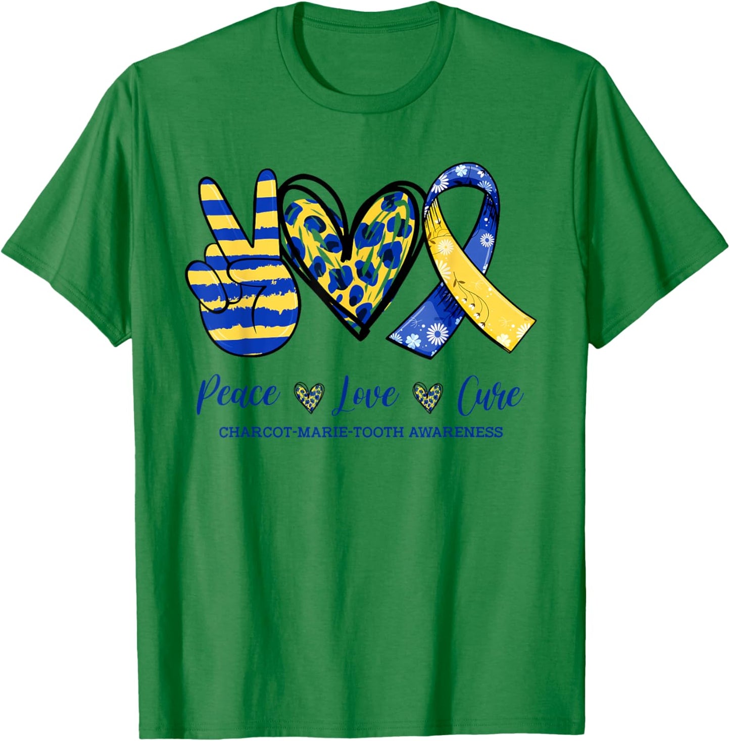 Peace Love Cure CMT Awareness 2022 T-Shirt - T-Shirt | Irish Green