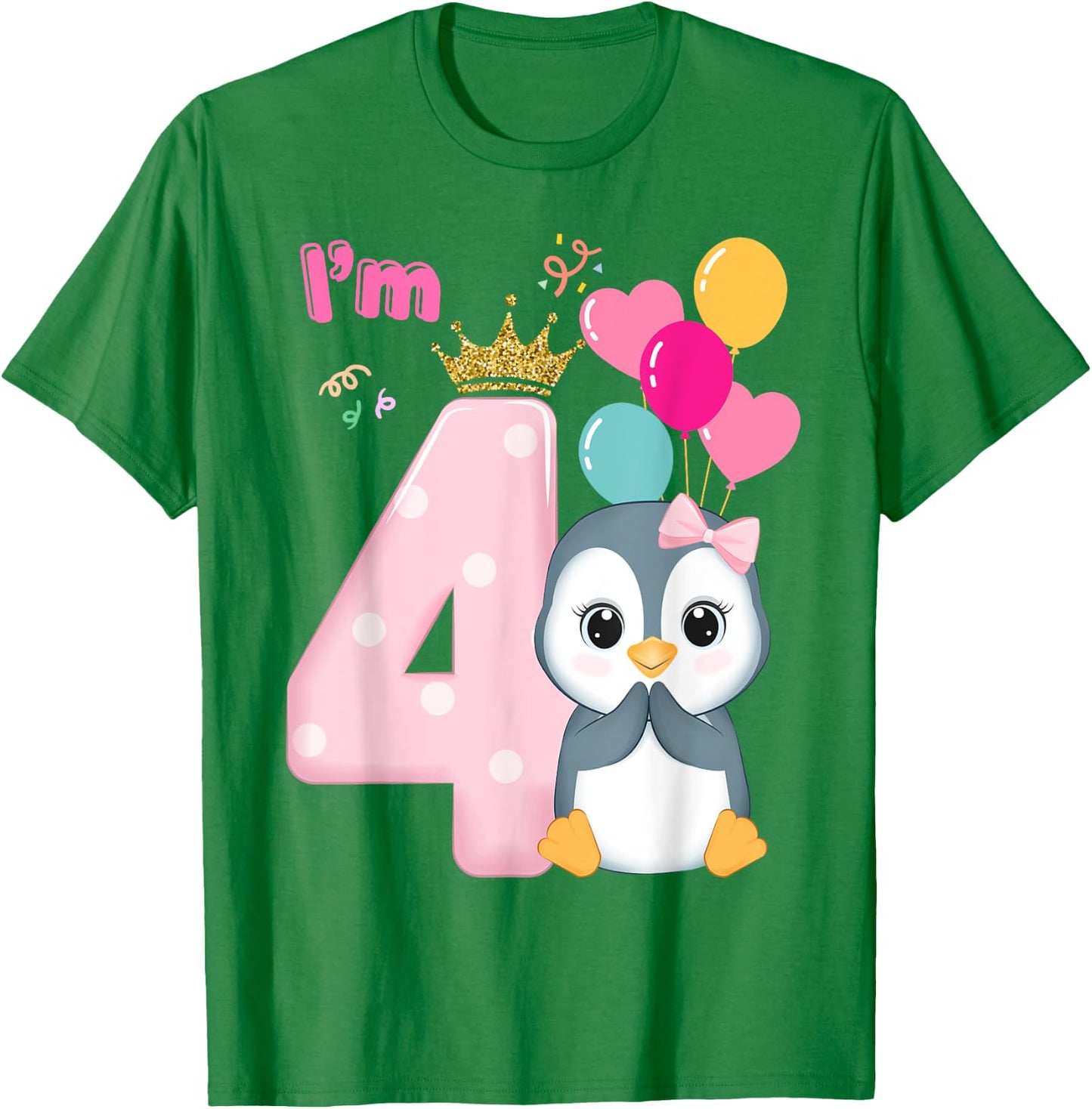 Cute Penguin 4th Birthday for Boy /Girl /Toddler Family T-Shirt - T-Shirt | Irish Green