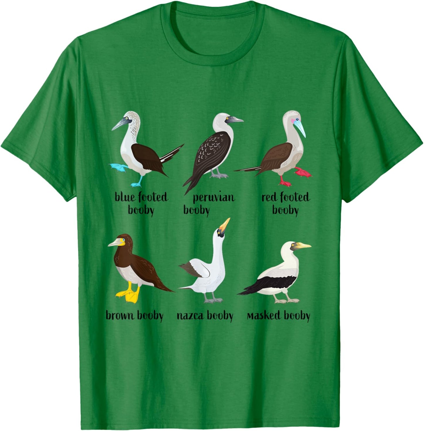 Types of Booby Birds galapagos islands wildlife T-Shirt - T-Shirt | Irish Green
