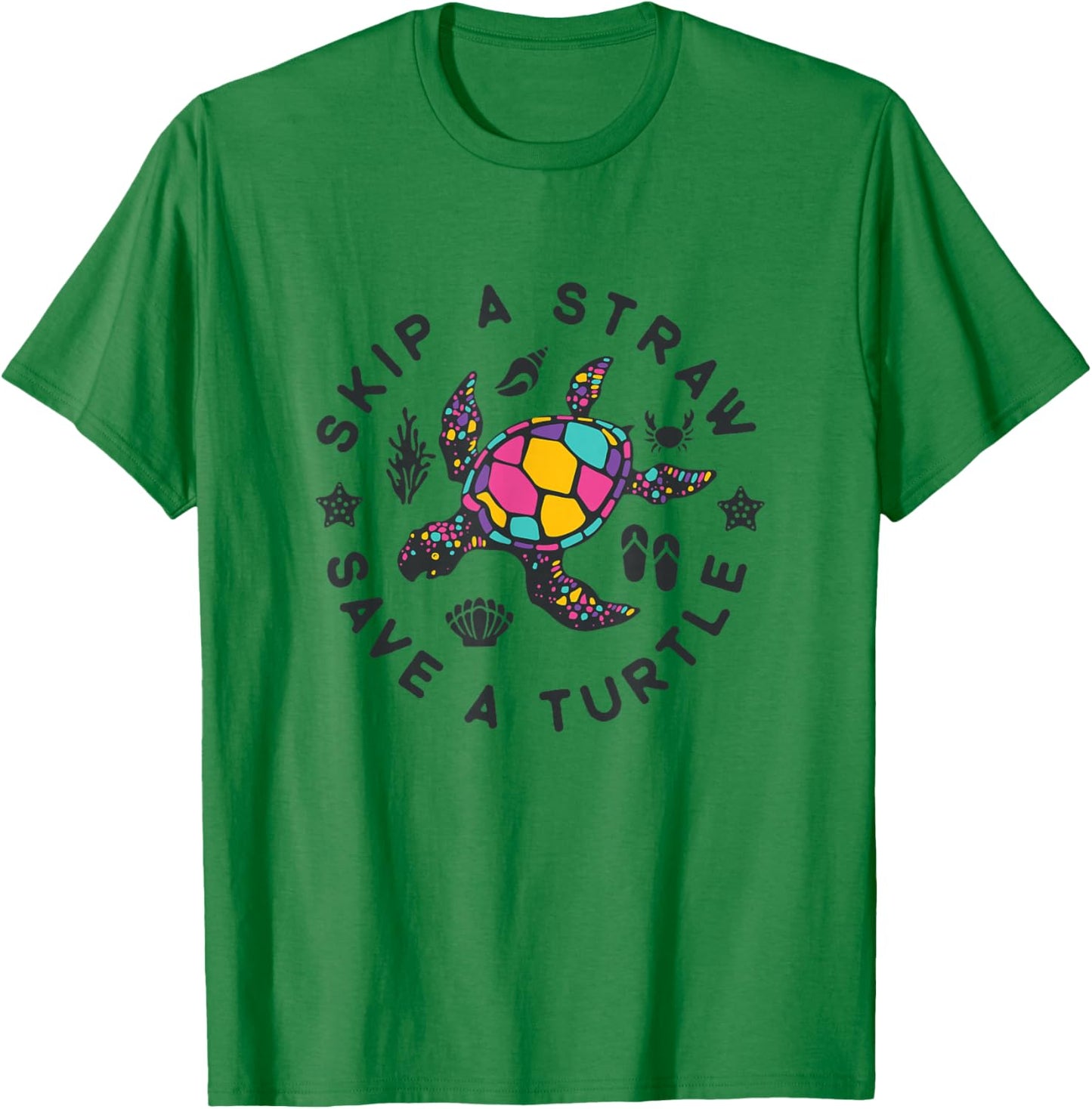 Sea Turtle Rescue Awareness Skip A Straw Save A Turtle T-Shirt - T-Shirt | Irish Green