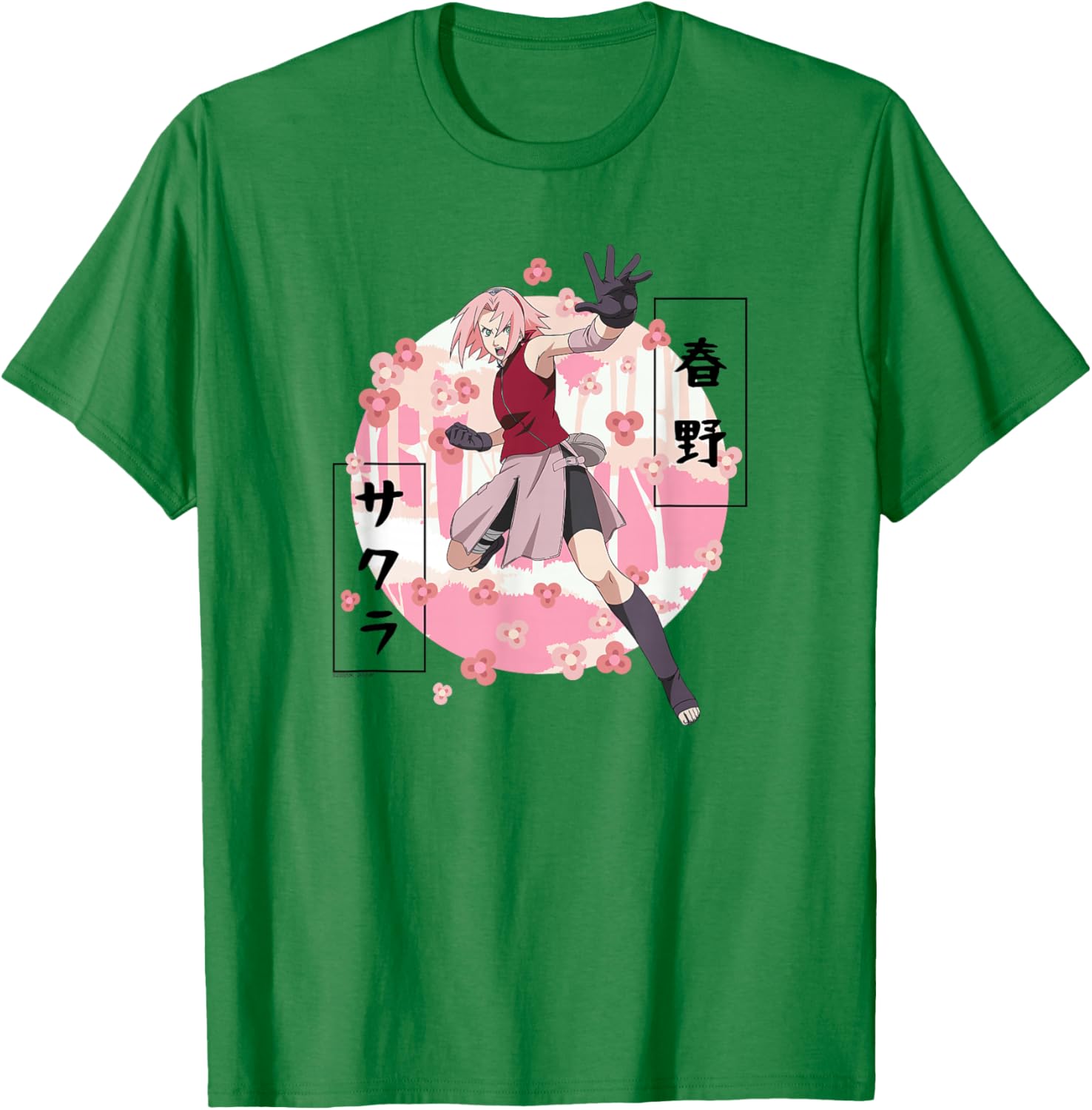 Naruto Shippuden Sakura Blossoms Anime T-Shirt - T-Shirt | Irish Green