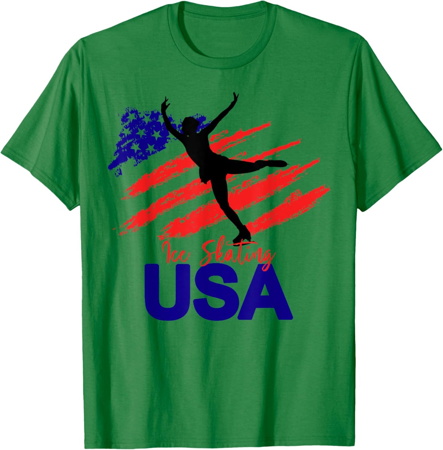 Ice Skating Dance USA Flag Support The Team T-Shirt - T-Shirt | Irish Green