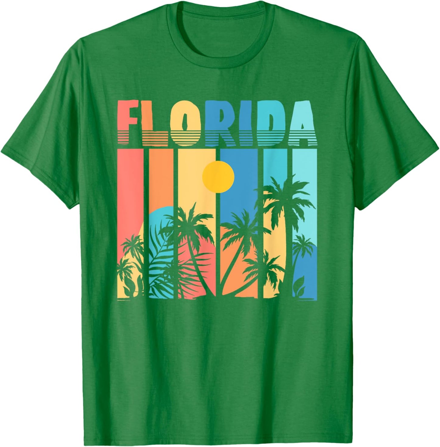 Retro FL Palm Trees Summer Vibes Tropical Miami Florida Men Women Kids T-Shirt - T-Shirt | Irish Green