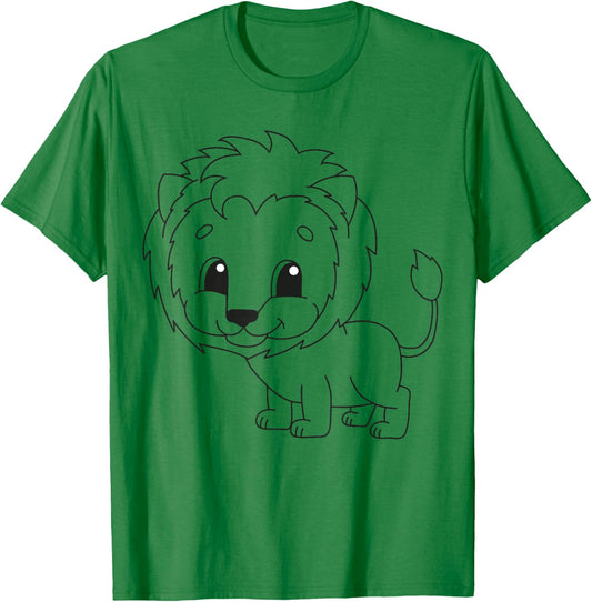 Cute lion to paint and color in for children T-Shirt - T-Shirt | Irish Green