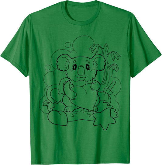 Cute koala bear to paint and color in for children T-Shirt - T-Shirt | Irish Green