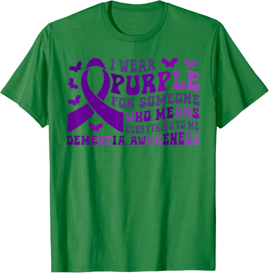Alzheimer's Awareness I Wear Purple For Someone Butterfly T-Shirt - T-Shirt | Irish Green