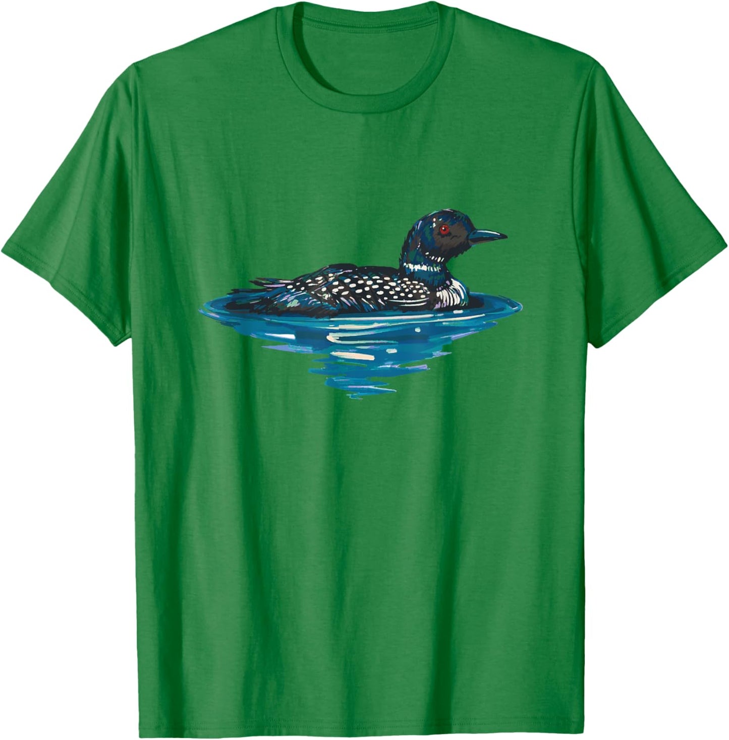 Loon Bird Painting Duck Lake T-Shirt - T-Shirt | Irish Green