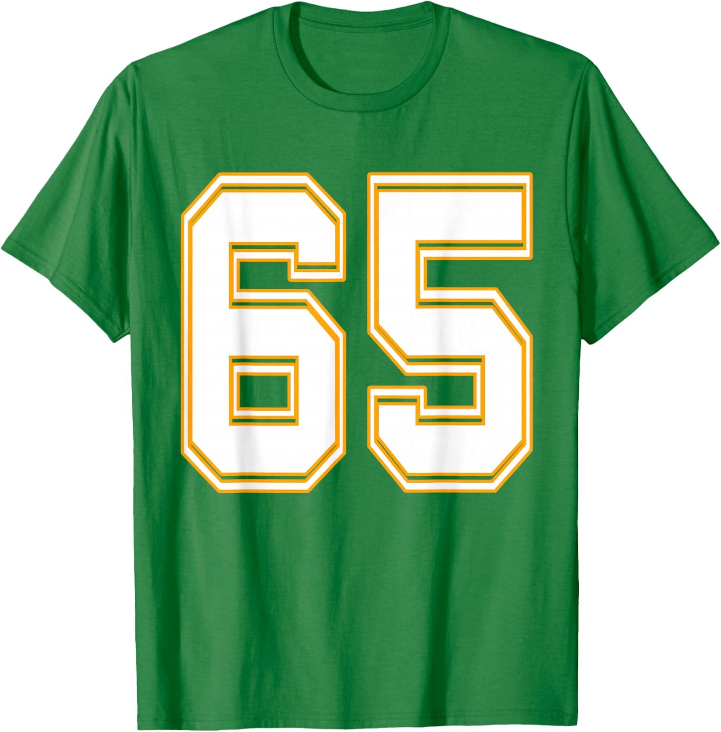 Number 65 Red Yellow White Football Basketball Soccer Fans T-Shirt - T-Shirt | Irish Green