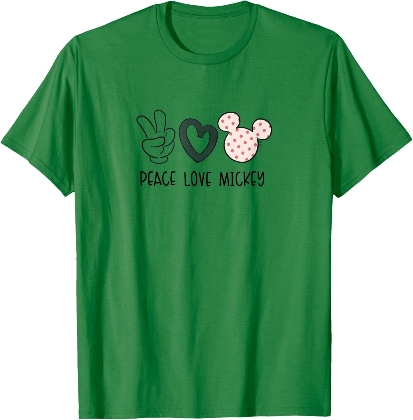 Peace Love and Mickey Mouse T-Shirt - T-Shirt | Irish Green