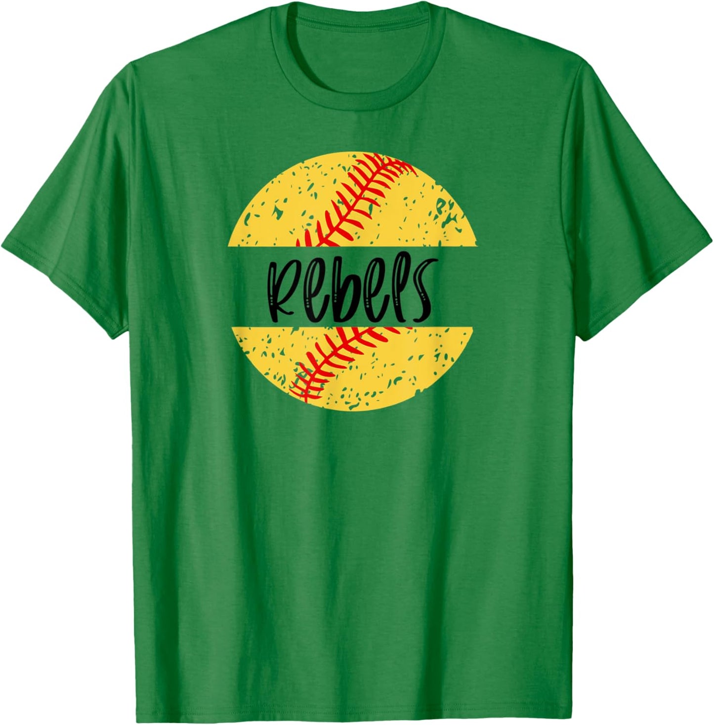 Rebels Softball Team Mascot School Spirit Game Day T-Shirt - T-Shirt | Irish Green