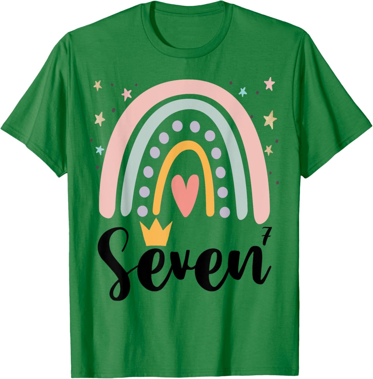 Seven Year Birthday Rainbow Party Family 7 Year Old T-Shirt - T-Shirt | Irish Green
